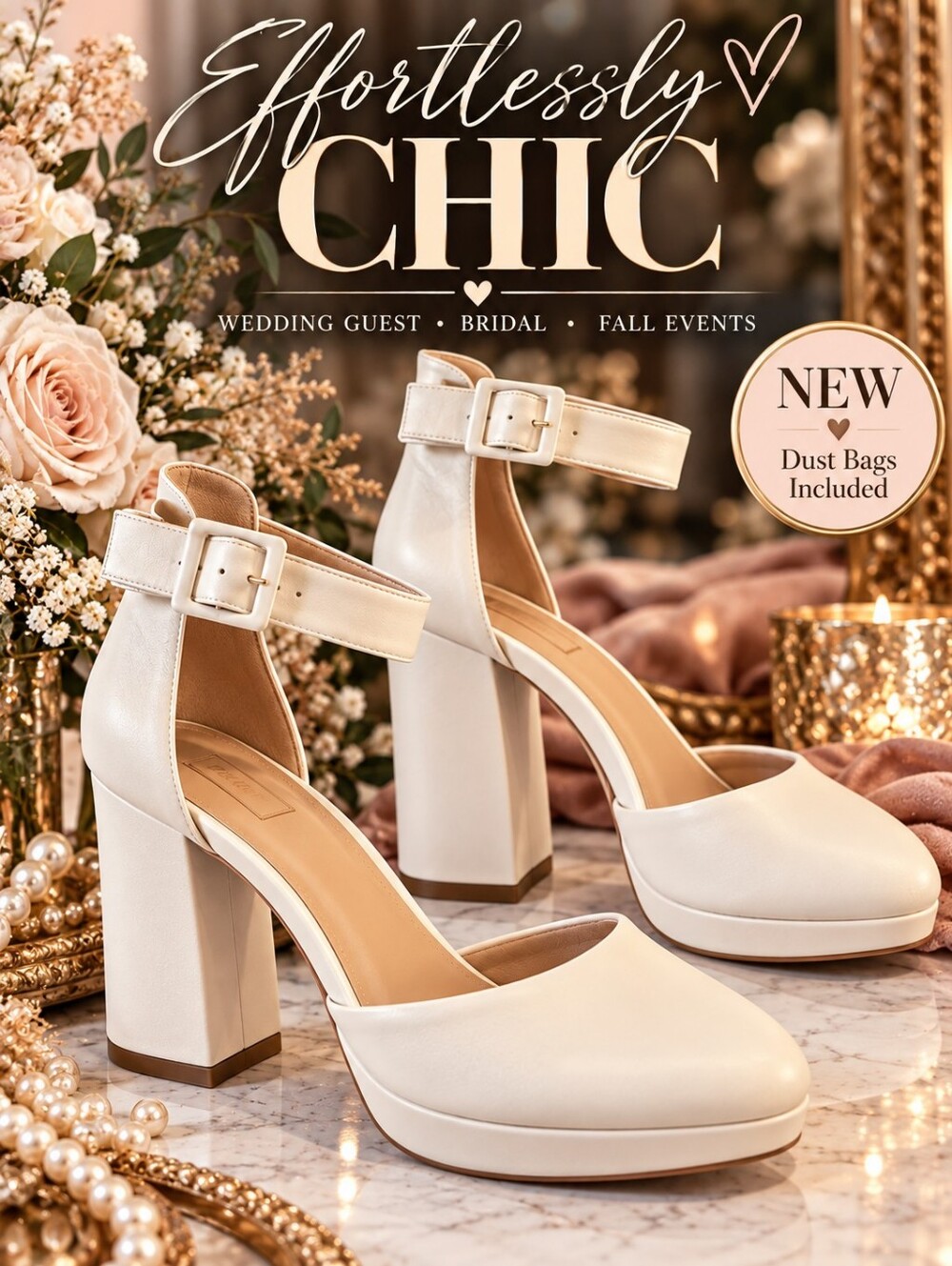 Ivory Block Heel Pumps | Fall Wedding Guest & Bridal Shoes
